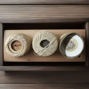 Vintage 40s Crochet‎ Thread LOT2 Ecru 30 J&P Coats Best 6 Cord Clark Big Ball 3